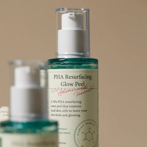 Image showing the Axis-Y PHA Resurfacing Glow Peel bottle. The bottle has a pump and a protective cap.
