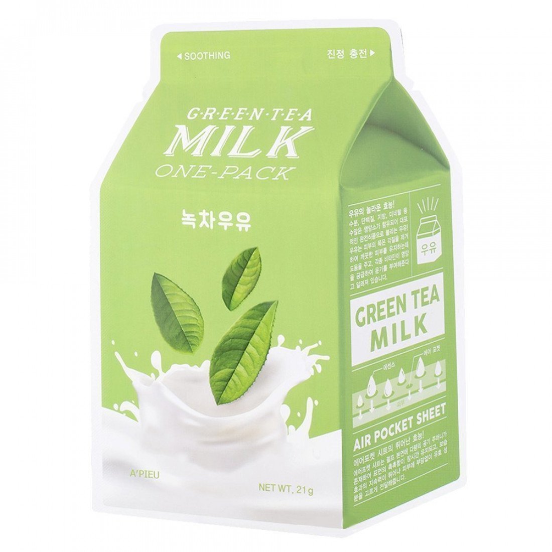 [A'pieu] Grüner Tee Milch Ein-Pack Sheet Maske
